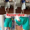 Dames shorts xpqbb zomer casual shorts dames solide kleur elastische taille wijd been shorts vrouw blauw groen losse sport korte broek 230421