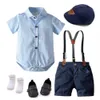 Clothing Sets Summer Infant Boys Fashion Clothes Baby Gentleman Outfit Striped Jumpsuit Set With 7 Pieces born 1st Birthday Party Dresses 230422