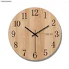 Wall Clocks Arabic Numeral Design Round Wooden Digital Clock Fashion Silent Living Room Decor Home Decoration Watch Gift229Y