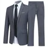 Men's Suits Men Blazers 2 Pieces Sets Formal Business Korean 2023 Pants Blue Coats Wedding Elegant Jackets Luxury