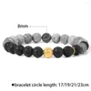 Strand African Turquois Beads Bracelets For Men Natural Volcanic Lava Bracelet Essential Oil Diffuser Gold Color Ball Charm Bangles