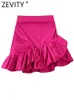 Kjolar zevity kvinnor mode fast färg veckade ruffles asymmetrisk bollklänning kjol faldas mujer kvinnlig blixtlås slim vestidos qun1544 230422