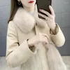 Women's Fur Coat Winter Leather Lamb-Like Wool Plus Velvet Thick