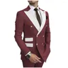 Costumes pour hommes Bleu clair Hommes Blanc Revers Mariage Tuxedos Robes de bal sur mesure Business Groom Wear 2 PC Blazer Ensembles Veste Pantalon