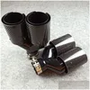 Muffler Y Style Outlet 92Mm Car Glossy Carbon Fiber Exhaust Pipe Tailtip Tips For Double Black Stainless Steel End Pipes Drop Delive Dhhnl