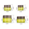 Olive Green Glass Cosmetic Jars Empty Makeup Sample Containers Bottle with Wood grain Leakproof Plastic Lids BPA free for Lotion, Cream Ksie