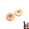 50pcs Blank DIY Wooden Beer Bottle Opener Round Shape Coaster Fridge Magnet Refrigerator Decoration Openers