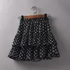 Skirts Korean Sweet Ladies Polka Dot Chiffon Cake Skirts Summer Womens High Waist Puffy Temperament A-line Pleated Skirt Femme 230422