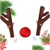 Christmas Reindeer Antlers Car Decoration Kit With Jingle Bell Elk Pendant Drop Delivery Dhlni