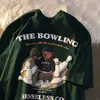 Herren T-Shirts Amerikanischer Retro lustiger Bowlingbär Kurzarm T-Shirt Männer und Frauen Sommer locker lässig Paar Halbarm Rundhals Shirt Z0421