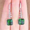 Vintage Lab Emerald Dangle Earring 925 Sterling Silver Diamond Party Wedding Drop oorbellen voor vrouwen Bridal Engagement Gift