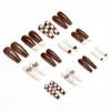 Yanlış Tırnaklar 24 PCS/Kutu Sahte Basın Sanatı Moda Su Geçirmez İpuçları Tutkal Fingerails ile Kızlar için Tam Kapak Güzellik Nail Acrlic