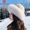 Beanie/Skull Caps Style Style Femach Fashion Knitted Fluffy Rex Rabbit Fur Hat women Outdoor Winter Warm Natural Fox Fux Fux Fux Fux Fux Fux Fur Hats Lad