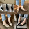 Sandals Spring New Brand Women Sandal Fashion Pointed Toe Shallow Ladies Elegant Slingback Mules Thin Low Heel Dress Pump 230316