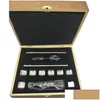 Andra barprodukter Dricker Tool Kit Whisky Stones Gift Set Granite Chilling Aluminium Rocks vinglas i trälåda Drop Delivery Ho DHVKM