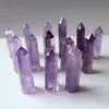 7 ~ 10 cm Naturale Ametista Quarzo Pilastro Viola Punto di cristallo Arti Ornamento Minerale Reiki Guarigione obelisco bacchetta a sei facce Pietra energetica Tnjdh