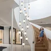 Lampade a sospensione Lampadario per scale Illuminazione Soggiorno di lusso moderno Sala espositiva minimale Cucina Mansarda sospesa