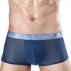 Caleçons sous-vêtements en soie de glace hommes sans couture Boxer slips voir à travers la culotte mâle respirant pure culotte troncs homme Pantie