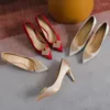 Dress Shoes Satin Love Pearls High Heels Women Pointed Red Bride Ladies White Wedding Pumps Stiletto