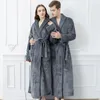 Mulheres sleepwear feminino outono e inverno quente longo coral veludo grosso casal banho roupões homens mulheres pijamas chuveiro robe toalhas para adultos 231122