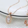 Pendant Necklaces Wbmqda Luxury 585 Rose Gold Color And Necklace For Women Oval Natural Zircon Setting Ethnic Wedding Jewelry Accessories