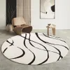 Tapis rond moderne pour salon, décoration géométrique, noir, blanc, doux, Shaggy, chambre à coucher, chaise moelleuse, tapis de sol 2421