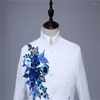 Men's Suits Chinese Tunic Suit Men Blazers White Fashion Jackets Middle-aged Elderly Stand Collar Tang Dress Chorus Performance Costume