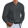 Homens camisetas outono v-pescoço pulôver primavera moda cor pura formal 2023 roupas masculinas magro manga longa tops masculino streewtear