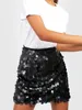 Юбки Женская мини-юбка с пайетками Блестящая юбка для танца живота Короткая юбка Клубная одежда Фестивальный костюм для концерта 231121