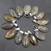 Pendentif Colliers Naturel Gris Agate Pierre Cheval Yeux Marquise Collier Reiki Charme DIY Mode Bijoux Accessoires Fabrication En Gros 24 pcs