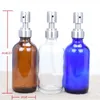 8 Ounce Empty Glass Boston Pump Bottles with Stainless Steel Pump Dispenser for Essential Oil, Soap Liquid, Lotion Mpxtk