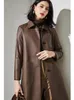 Manteau en cuir mi-long pour femme, ample, en peau de mouton, mode coréenne, automne