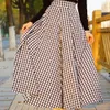 Skirts Plaid Long Skirts Women Bohemian Skirts Sexy High Waist Maxi Long Dress Casual Elastic Ladies A-line Skirts Women's Skirts Robe 230421