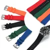 Watch Bands Cint in gomma curva da 20 mm 22mm banda di orologeria in silicone impermeabile Silver Black Buckle2033