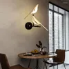 Lâmpada de parede 360 ° rotação interruptor de toque lâmpadas led para cabeceira quarto 10w 20w preto pássaro luzes arandela AC85-265V