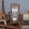 Decorative Objects Figurines Vintage Hourglass Sand Timer Home Decor Rotating Metal Sandglass Clock Office Desk Accessories Household Items 231122