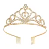 Couronne de mariée pour fête de mariage, mode princesse, bandeau pour cheveux, en alliage de cristal, couvre-chef, accessoires de fête