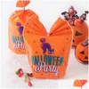50 stks/partij Halloween Cartoon Cookie Party Decoratie Tas Kleine Gift Sieraden Verpakking Zakken Voedsel Platte Pocket Drop Levering Dhijy