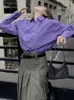 Camicette da donna Camicie viola Donna Gentile Office Lady Sciolto Tempo libero Dolce Autunno Abiti coreani Elegante Basic De Mujer Bottoni Design Top