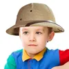 Wide Brim Hats Bucket Hats French Vietnamese Kid Child Boy Girl Hard Straw Safety Helmet Model Army Sun Protection Hats Explorer Jungle Miners Cap 52-54cm 231122