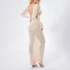 Casual Jurken Vrouwen Gebreide Lange Jurk Effen Kleur V-hals Mouw Backless Slim Party Voor Lente Herfst Strand Cocktail Club streetwear