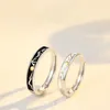 Bagues de cluster Mode Soleil et Lune Couple Bague Ouverte Réglable Pour Femme Hommes Amant Anniversaire Cadeaux Bijoux