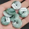 Green Green Burma Natural Type A Jadeite Scarved Safety Circle Donut Pendentif