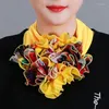 Scarves Korean Floral Chiffon Neck Guard False Collar Hedging Scarf Summer Women Silk Protect Cervical Elastic Bib Headneck P51