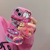Mobiltelefonfodral Korean Retro Y2K Love Heart Pendant Soft Phone Case för iPhone 14 13 12 11 Pro Max X XR XS Max Stylish Girl Protection Cover J230421
