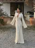 Casual Dresses 2023 Autumn Women Sexy Hollow Out See Through Sticked Dress Female Elegant Long Sleeve Cut Lady Vestidos