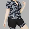 Damen-Badebekleidung, Übergröße, 2023, 2-teilig, Sport, Surfen, Badeanzug, Shorts, langes Bein, Rash Guards, Badeanzug, Tankini-Set