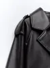 Veste de moto courte en cuir noir pour femmes, manteau Slim en Faux Pu à lacets avec revers, vestes d'hiver de noël pour la rue, 2023