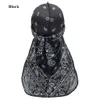 Trendy Print Long-Tailed Pirate Hat Imitation Silk Headwear Hip-Hop African Turban Caps Hijab Bonnet Durag Hair Accessories