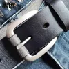 Belts Natural Leather Belt Men's Hard Metal Matte Buckle Original 105-150cm Jeans Screw Accessories